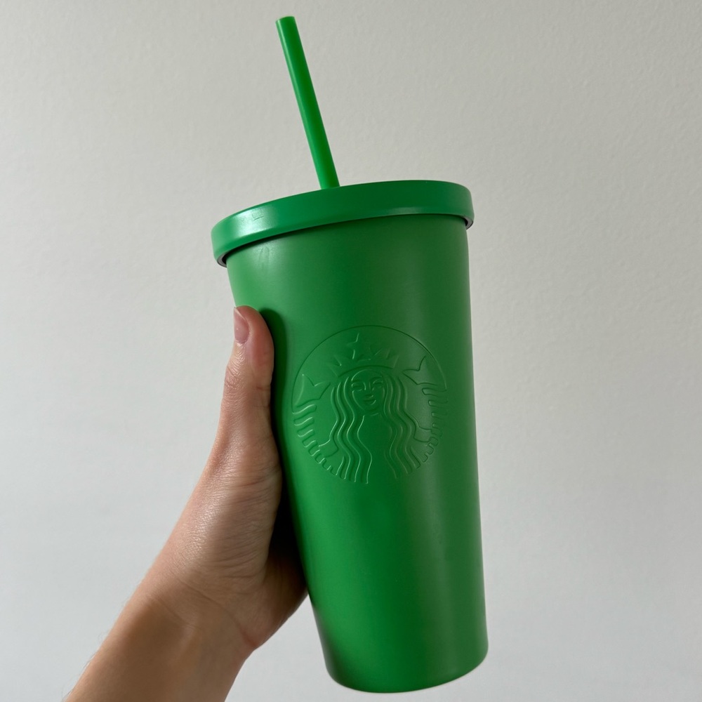 Starbucks Emerald Green Cup with Lid and Straw